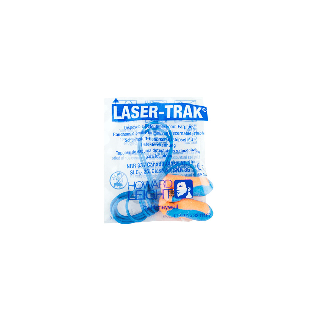 tapones auditivos honeywell laser trak 3301167 con cordon y metal detectable envase individual